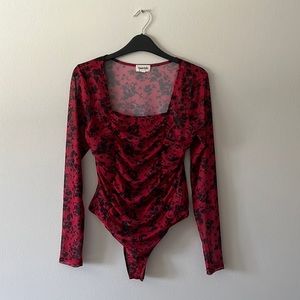 Open edit floral print bodysuit